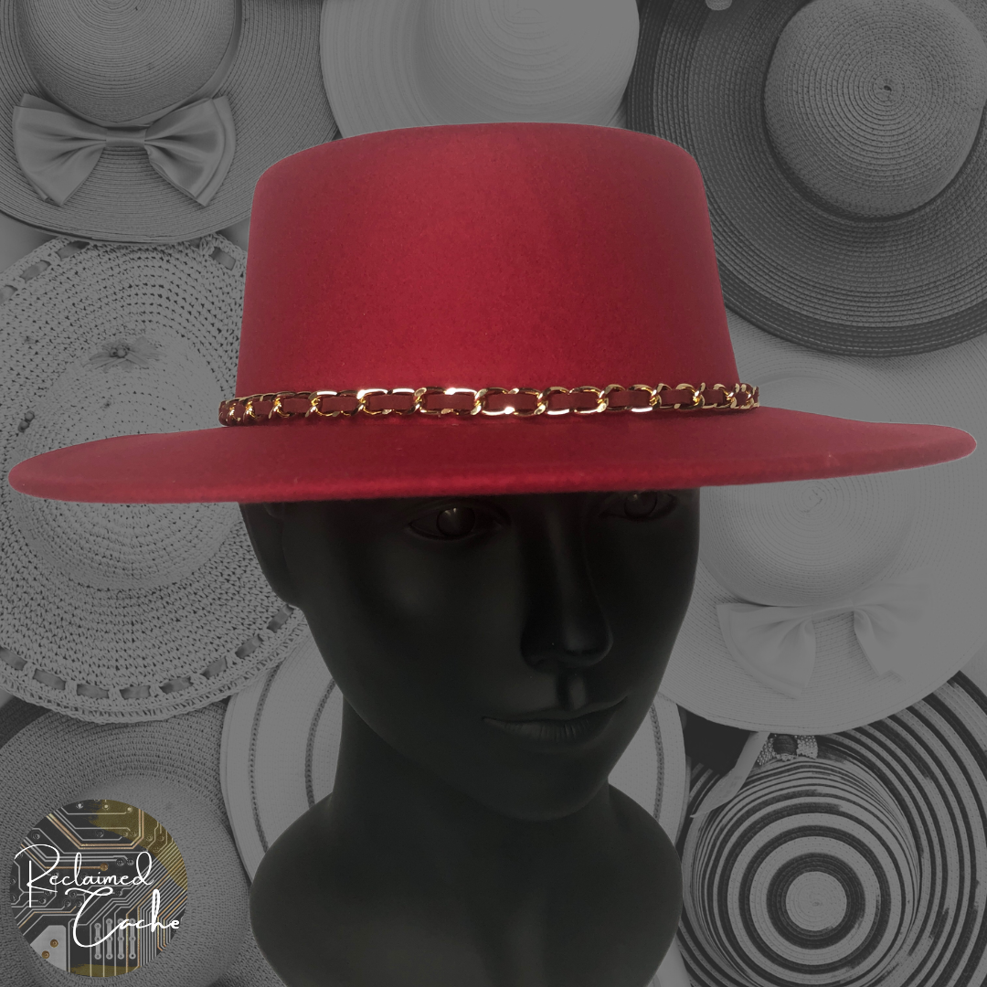 Riah Fashion Red Boater Hat – Reclaimed Cache display picture 2