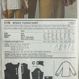 Simplicity 8186 Misses' Tucked Shirt Pattern - Size 10-12-14