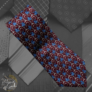 Lord & Taylor Maroon and Blue Floral Tie