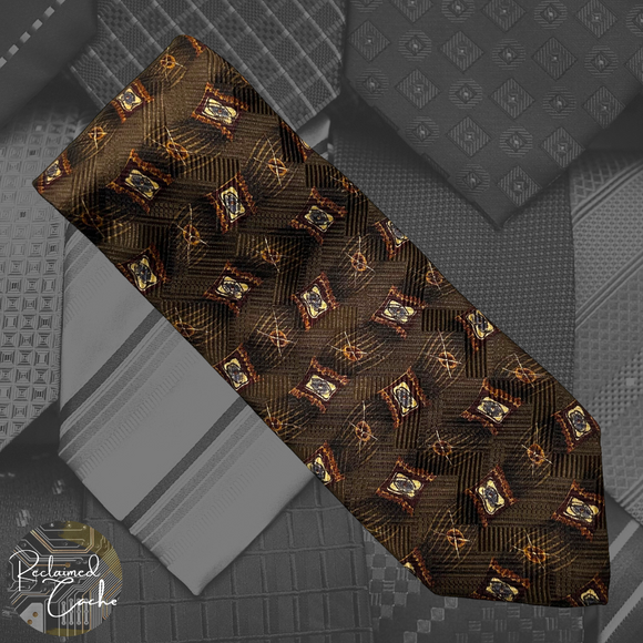 Brown Abstract Wavy Stripes Tie