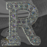 Iridescent Letter R Iridescent Rhinestone Iron On Patch