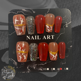 Translucent Pink and Silver Glitter Medium Coffin Press On Nails - Size Medium