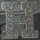 Iridescent Letter H Iridescent Rhinestone Iron On Patch