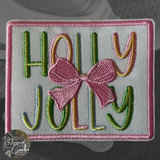 Holly Jolly with Bow Iron On Patch