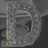 Iridescent Letter D Iridescent Rhinestone Iron On Patch