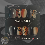 Ombre Tiger Short Square Nails - Size Medium