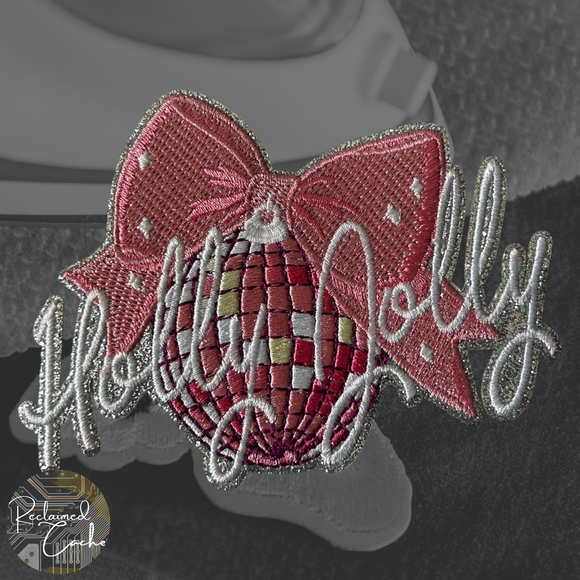 Holly Jolly with Disco Ball Iron On Patch