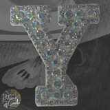 Iridescent Letter Y Iridescent Rhinestone Iron On Patch