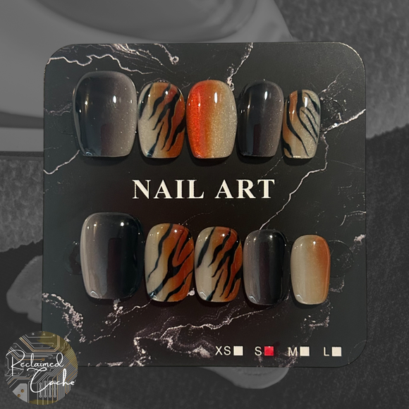 Ombre Tiger Short Square Nails - Size Small