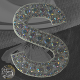 Iridescent Letter S Iridescent Rhinestone Iron On Patch