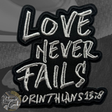 Love Never Fails Iron On Patch