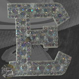 Iridescent Letter E Iridescent Rhinestone Iron On Patch