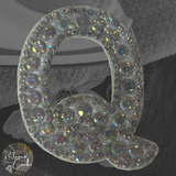 Iridescent Letter Q Iridescent Rhinestone Iron On Patch