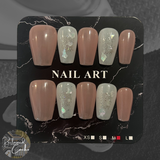 Pink and White Translucent Medium Coffin Nails - Size Medium