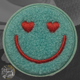 Light Blue Smiley Iron On Patch