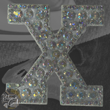 Iridescent Letter X Iridescent Rhinestone Iron On Patch
