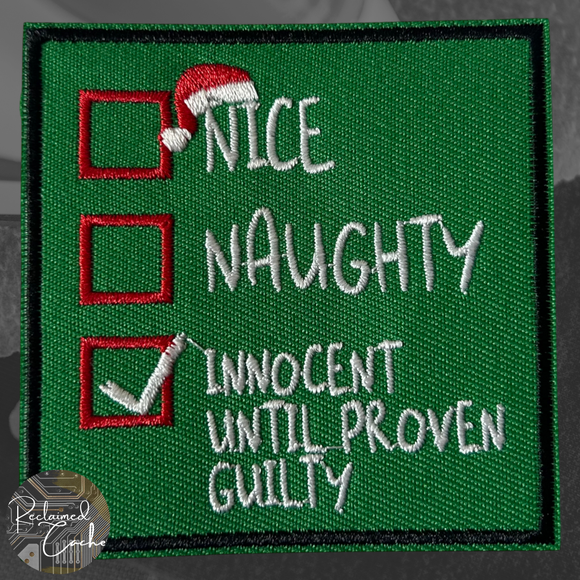 Nice Naughty Innocent Checklist Iron On Patch