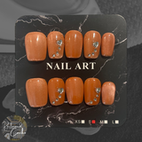 Salmon Dew Drops Short Square Press On Nails - Size Small