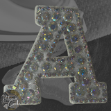 Iridescent Letter A Iridescent Rhinestone Iron On Patch