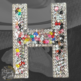 Letter H Multicolor Rhinestone Iron On Patch