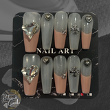 Translucent White and Light Pink French Tip Extra Long Coffin Nails - Size Medium