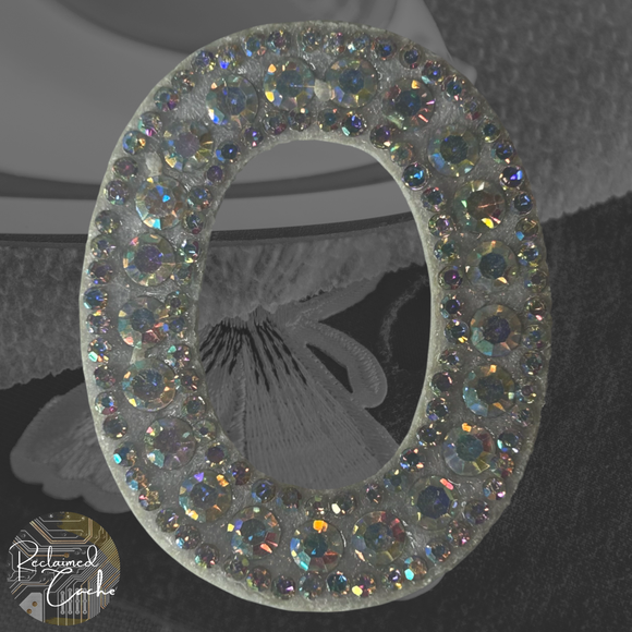 Iridescent Letter O Iridescent Rhinestone Iron On Patch