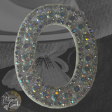Iridescent Letter O Iridescent Rhinestone Iron On Patch