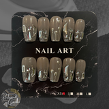 Translucent Natural Bling Medium Coffin Nails - Size Extra Small (XS)