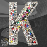 Letter K Multicolor Rhinestone Iron On Patch