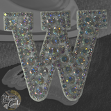 Iridescent Letter W Iridescent Rhinestone Iron On Patch