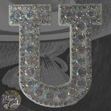 Iridescent Letter U Iridescent Rhinestone Iron On Patch