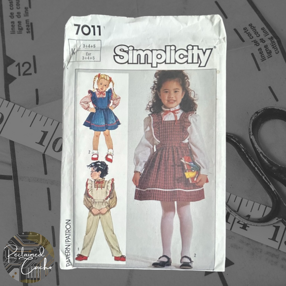Simplicity 7011 Child's Blouse, Jumper and Overalls Pattern - Size 3-4-5