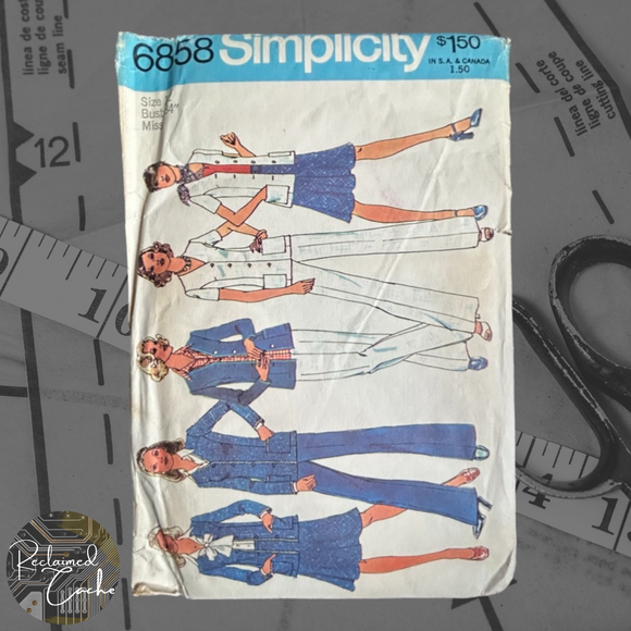 Simplicity 6858 Misses' Unlined Cardigan, Bias Skirt and Pants Pattern - Size 12; Bust 34