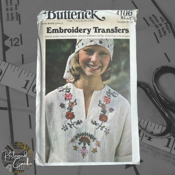 Butterick 4106 Embroidery Transfres Pattern  - Size One Size
