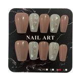 Pink and White Translucent Medium Coffin Nails - Size Medium