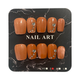 Salmon Dew Drops Short Square Press On Nails - Size Small