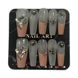 Translucent White and Light Pink French Tip Extra Long Coffin Nails - Size Medium