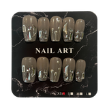 Translucent Natural Bling Medium Coffin Nails - Size Extra Small (XS)