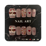 Pink and Red Holiday Short Square Nails - Size Small