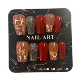 Translucent Pink and Silver Glitter Medium Coffin Press On Nails - Size Medium