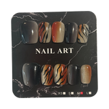 Ombre Tiger Short Square Nails - Size Medium