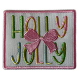 Holly Jolly with Bow Iron On Patch