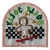 Holly Jolly with Gingerbread Man Iron On Patch