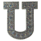 Iridescent Letter U Iridescent Rhinestone Iron On Patch