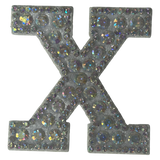 Iridescent Letter X Iridescent Rhinestone Iron On Patch