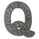 Iridescent Letter Q Iridescent Rhinestone Iron On Patch