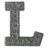 Iridescent Letter L Iridescent Rhinestone Iron On Patch