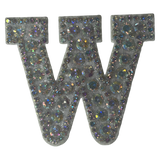 Iridescent Letter W Iridescent Rhinestone Iron On Patch