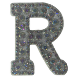 Iridescent Letter R Iridescent Rhinestone Iron On Patch