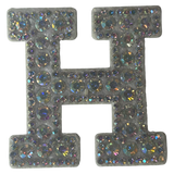 Iridescent Letter H Iridescent Rhinestone Iron On Patch